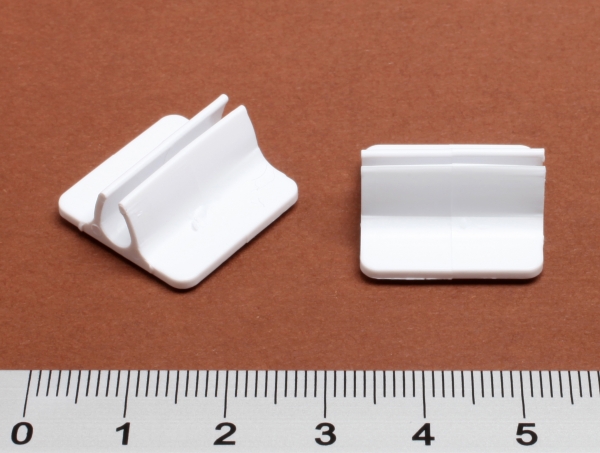 Mini-Schildhalter aus weißem Kunststoff mit Klebefläche